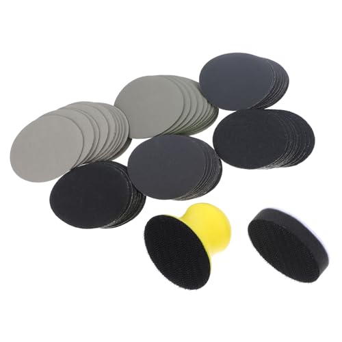 PLAFOPE 62 Stück Teiliges Schleifset Klett Schleifpapier und Trocken mit Schaft Weichem Schaumstoff Pufferpad Vielseitig für Holz Metall Spiegel und Schmuck Körnung für Manuelles Polieren von PLAFOPE