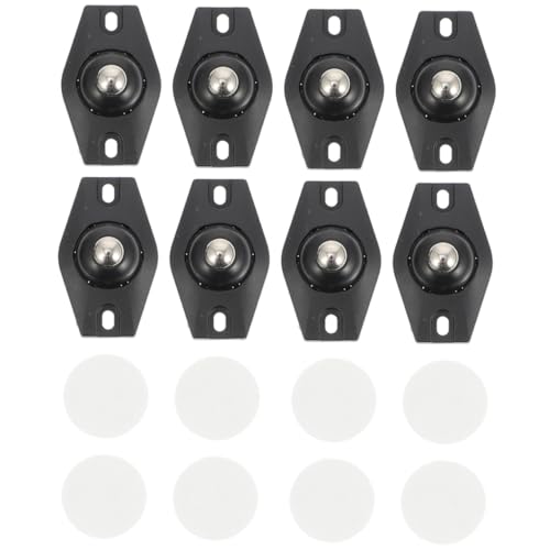 PLAFOPE 8 Stück Selbstklebende Mini Möbelrollen Drehbar Stabile Abs Gleiter mit Edelstahlkugeln für Kisten Aufbewahrungsboxen und Leichte Lasten für Glatte Oberflächen von PLAFOPE