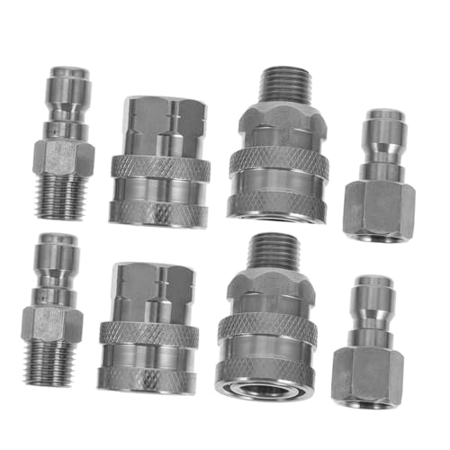 PLAFOPE 8 Stück Teiliges Edelstahl-quick-connect Adapterset und Npt Hochdruck Wasseranschluss Schnellkupplungen Rostfrei Vielseitig Kompatibel für Hochdruckreiniger und Wasserschläuche von PLAFOPE
