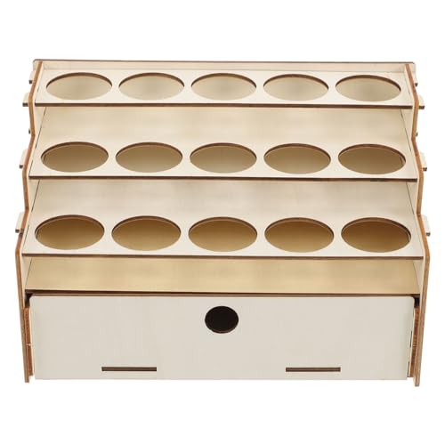 PLAFOPE Acrylfarben Organizer mit Fächern und Schublade Holz Farbe Aufbewahrungsregal für Pinsel Stifte und Bastelmaterial Leichter Stabiler Pigmenthalter für Büro und Zuhause von PLAFOPE