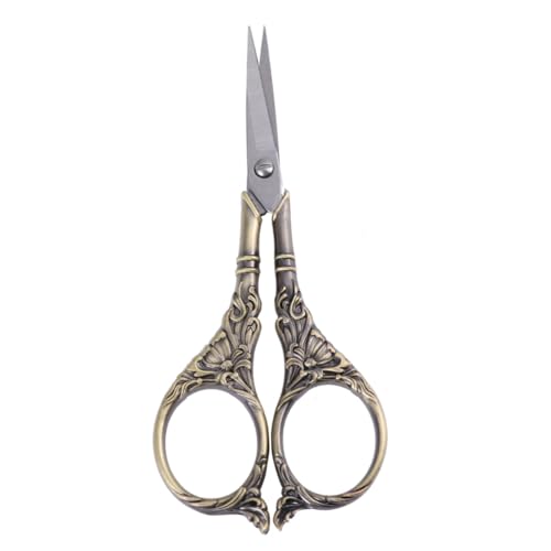 PLAFOPE Antike Nähschere mit Lilienmuster Leichter Rostfreier Edelstahl Ergonomischer Zinklegierung Griff Präziser Fadenschneider und Trimmwerkzeug für Näher und Bastler von PLAFOPE