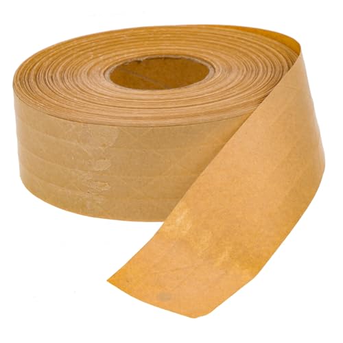 PLAFOPE Braunes Kraftpapier Packband Stark Haftendes Beschreibbares Umweltfreundliches Verpackungsband Hitzebeständig Vielseitig Einsetzbar für Kartons Rahmen und Bastelarbeiten von PLAFOPE