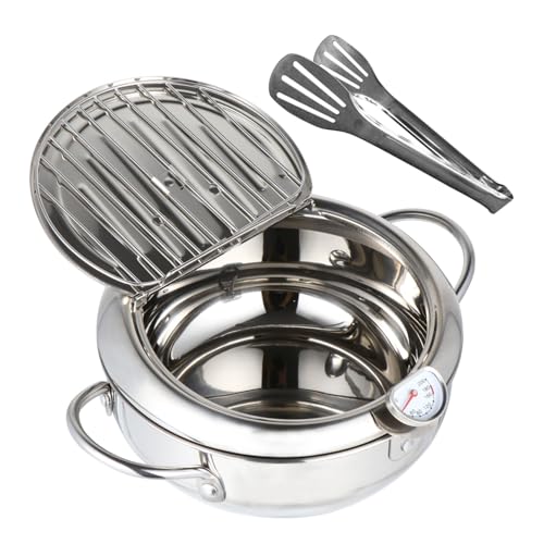 PLAFOPE Controllable Temperature Tempura Frying Pot Edelstahl Fritteuse mit Thermometer für Gas und Elektroherde Tiefe Antihaft Pfanne zum Frittieren Edelstahl Zange PLAFOPE Controllable Temperature Tempura Frying Pot Edelstahl Fritteuse mit Thermometer für Gas und Elektroherde Tiefe Antihaft Pfanne zum Frittieren Edelstahl Zange von PLAFOPE