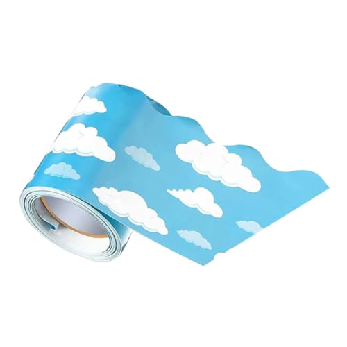 PLAFOPE Dekorativer Bulletin Board Rand Aufkleber Wolkenmuster Abziehbarer Verschleißfester Rahmen für Klassenzimmer Büro Anpassbarer Tafelrand Wetterfest von PLAFOPE