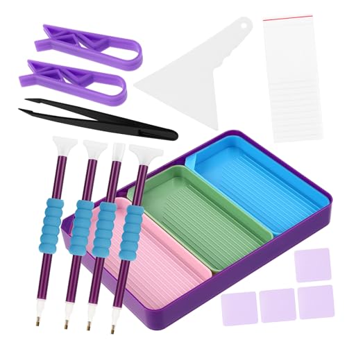 PLAFOPE Diamant-Malwerkzeug Bausatz Perlensortierschalen Container Punktierung Werkzeuge Strass-Tabletts Basteltablett Basteln von Erwachsenen Dimond Gemälde Zubehör Bastelschalen Plastik von PLAFOPE