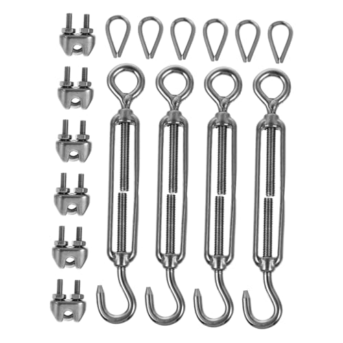 PLAFOPE Edelstahl Drahtseil Haken mit Spannvorrichtung Robust Korrosionsbeständig Hohe Tragkraft für Außenbereich Kabelaufhängung Seilspannsystem für Lichterketten und Sonnensegel von PLAFOPE