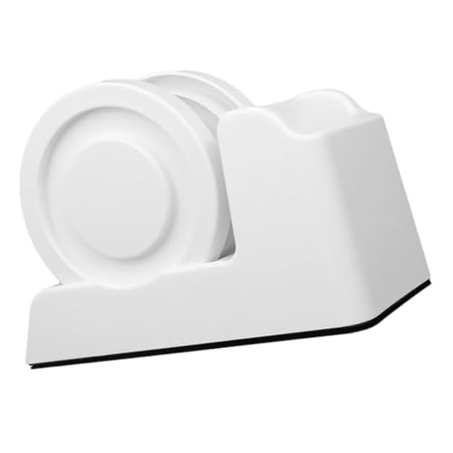 PLAFOPE Eleganter Desktop Klebebandspender aus Stabilem Kunststoff mit Glatten Kanten und Praktischem Cutter Einsetzbar für Büro Milchtee Kaffeegeschäfte Weißer Tapehalter für PLAFOPE Eleganter Desktop Klebebandspender aus Stabilem Kunststoff mit Glatten Kanten und Praktischem Cutter Einsetzbar für Büro Milchtee Kaffeegeschäfte Weißer Tapehalter für von PLAFOPE