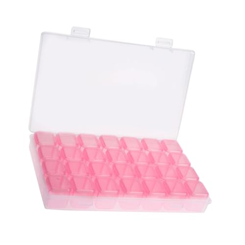 PLAFOPE Fächer Aufbewahrungsbox mit Deckel Transparent Kunststoff Schmuck Organizer Nagelkunst Perlen Sortierbox Verstellbare Trennwände Leicht und Kompakt Rosa von PLAFOPE