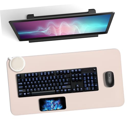 PLAFOPE Große Desk Mat aus Weichem Leder mit Rutschfester Unterseite Strapazierfähige Schreibtischunterlage Inklusive Trageband Komfortable Mausmatte für Büro und Gaming von PLAFOPE