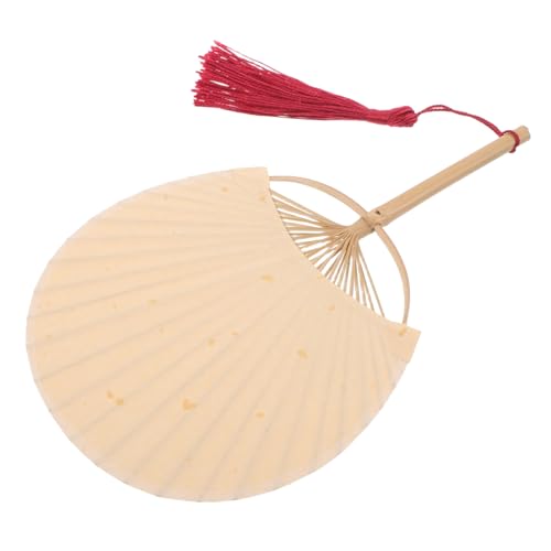 PLAFOPE Handgemachter Bambusfächer mit Quaste Beidseitig Bemalbar Tragbarer Japanischer Fächer für DIY Kunstprojekte Chinesisches Neujahr Hochzeit Tanzparty Nachhaltige Handarbeit von PLAFOPE