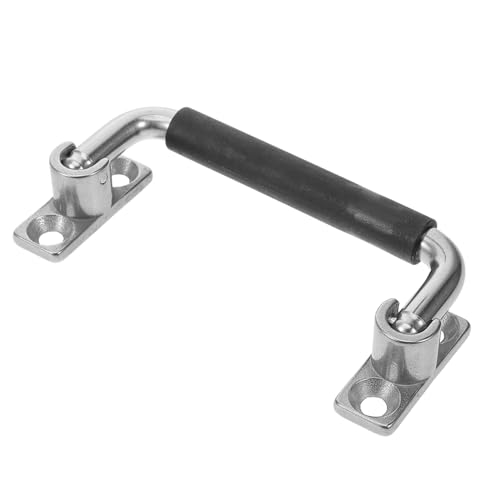 PLAFOPE Klappgriff Edelstahl mit Gummigriff Schrankgriff Türgriff Containergriff Ergonomischer Griff für Schwere Geräte 90-Grad Positionierung Schrankbeschläge Geeignet für Truhen und Werkzeugkasten von PLAFOPE