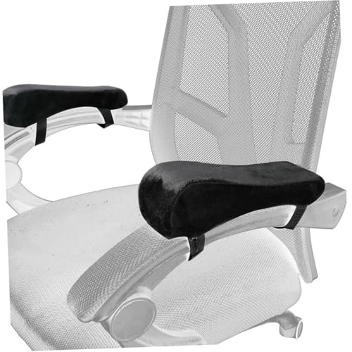 PLAFOPE Memory schaum Armlehnenpolster für Bürostuhl Ergonomisches Ellbogenkissen mit Rutschfester Silikonunterseite Druckentlastend Komfortabel Schwarz Passend für Gaming Chair von PLAFOPE