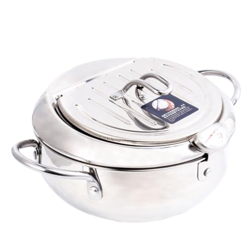 PLAFOPE Mini Edelstahl Frittierpfanne mit Öl Siebeinsatz und Temperaturmesser Temperaturkontrollierbarer Frittiertopf für Gasherd und Induktionskochfeld Kompakter Mini Frying Pot PLAFOPE Mini Edelstahl Frittierpfanne mit Öl Siebeinsatz und Temperaturmesser Temperaturkontrollierbarer Frittiertopf für Gasherd und Induktionskochfeld Kompakter Mini Frying Pot von PLAFOPE