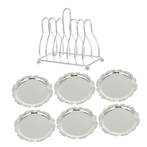 PLAFOPE Retro Zinklegierung Cocktail Untersetzer mit Matten und Stilvoller Halterung Robustes Tableware Zubehör für Getränke Tassenhalter für Bar Familie und Party Dekoration von PLAFOPE