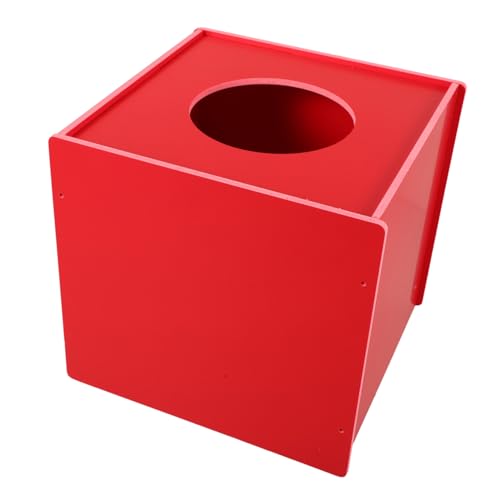 PLAFOPE Rote Würfelförmige Lostrommel aus Stabilem Große Kapazität Undurchsichtig für Faire Verlosung Multifunktionale Meeting Raffle Box für Party Abstimmung und Spielspaß von PLAFOPE