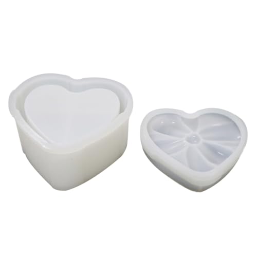 PLAFOPE Silikonform Herz Aufbewahrungsbox mit Schleifen Deckel DIY Bastelset Elastisch Hochreißfest Silikonform für Kreative Kunsthandwerk Geschenkbox und Tragbar von PLAFOPE