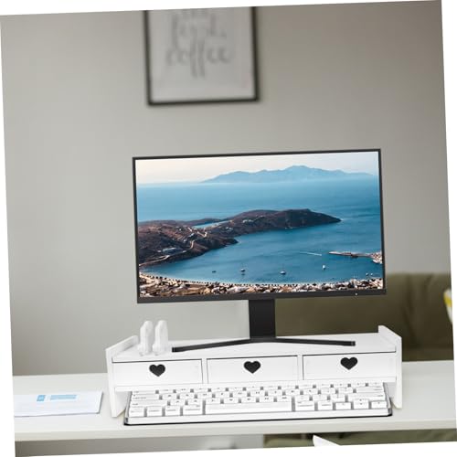 PLAFOPE Tastaturlagerständer Laptopständer für Schreibtisch Schublade Erhöher Klaviatur Halter einfach Stand Ständer für Computermonitor Büro-Desktop-Lagerregal Laptop-Riser-Regal WPC Weiß von PLAFOPE