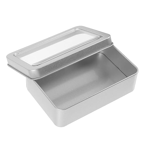 PLAFOPE Stabile Aufbewahrungsboxen Aus Metall Rechteckige Metallbox Mit Fensterdeckel Schreibtisch-Organizer Aufbewahrungsdeckel von PLAFOPE