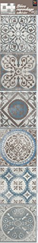 PLAGE Smooth - Tiles Fliesen Sticker Antico BAIXA [6 Bogen 15 x 15 cm x 5.90’’ ], Vinyl, Blue and Brown, 15 x 0,1 x 15 cm von PLAGE