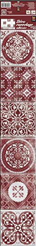 PLAGE Smooth - Tiles Fliesen Sticker Antico OLHAO [6 Bogen 15 x 15 cm x 5.90’’ ], Vinyl, red, 15 x 0,1 x 15 cm von Plage