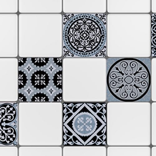 PLAGE Smooth - Tiles Fliesen Sticker Zementfliesen Blau Natch-AZULEJOS[6 Bogen 15 x 15 cm], Vinyl, Blue, 15 x 0,1 x 15 cm von Plage