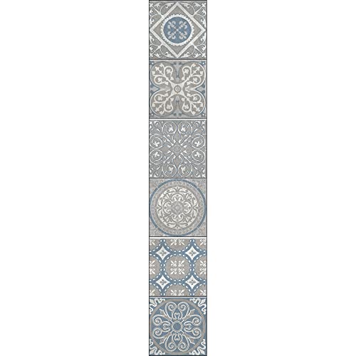 PLAGE Smooth - Tiles Fliesen Sticker Zementfliesen ELVAS [6 Bogen 15 x 15 cm x 5.90’’ ], Vinyl, Blue and Brown, 15 x 0,1 x 15 cm von PLAGE