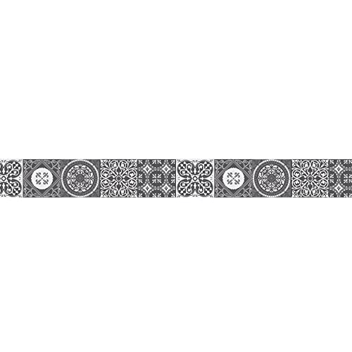 Selbstklebende Bordüre in Fliesenoptik, Zementfliesen, grau, 10 cm x 300 cm, dekorativ und praktisch. von PLAGE