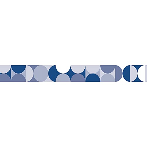 Selbstklebende Bordüre Seventies Blau und Weiß geometrische Formen, 5 cm x 300 cm von PLAGE