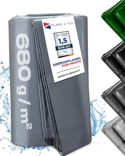 Abdeckplane Wasserdicht 2,5m x 2,5m Abdeckung Gartenmöbel - Sonnensegel - Sandkasten - LKW Plane - Gewebeplane Poolabdeckung ohne Ösen - Meterware - PVC Planen - Tarp I Anthrazit I Glänzend RAL7016 von PLANE 4 YOU