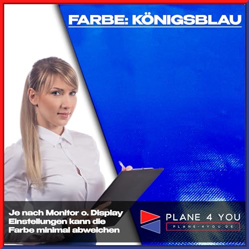 Abdeckplane Wasserdicht 2,5x4m mit Ösen Ø 10mm I Ösen-Abstand Jede 50cm I Blau - Glänzend I Abdeckung für Gartenmöbel, Sandkasten, Pool und Boot I PVC LKW Plane Meterware I Tarp I Gewebeplane von PLANE 4 YOU