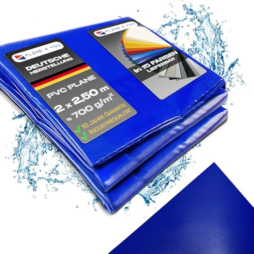 Abdeckplane Wasserdicht 2x2,5m I Ohne Ösen I Blau - Glänzend I Abdeckung für Gartenmöbel, Sandkasten, Pool und Boot I PVC LKW Plane Meterware I Tarp I Gewebeplane von PLANE 4 YOU