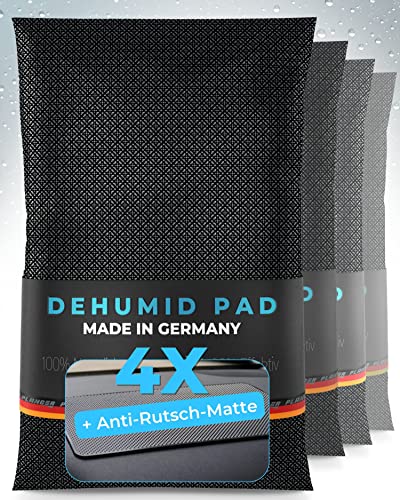 PLANGER® 4x Luftentfeuchter Auto - Dehumid Pad + Antirutsch Matte (Made in Germany) Auto Entfeuchter Kissen für Innenraum - 1,1Kilo - Wiederverwendbar - Ohne Schadstoffe - 2 Jahre Garantie von PLANGER