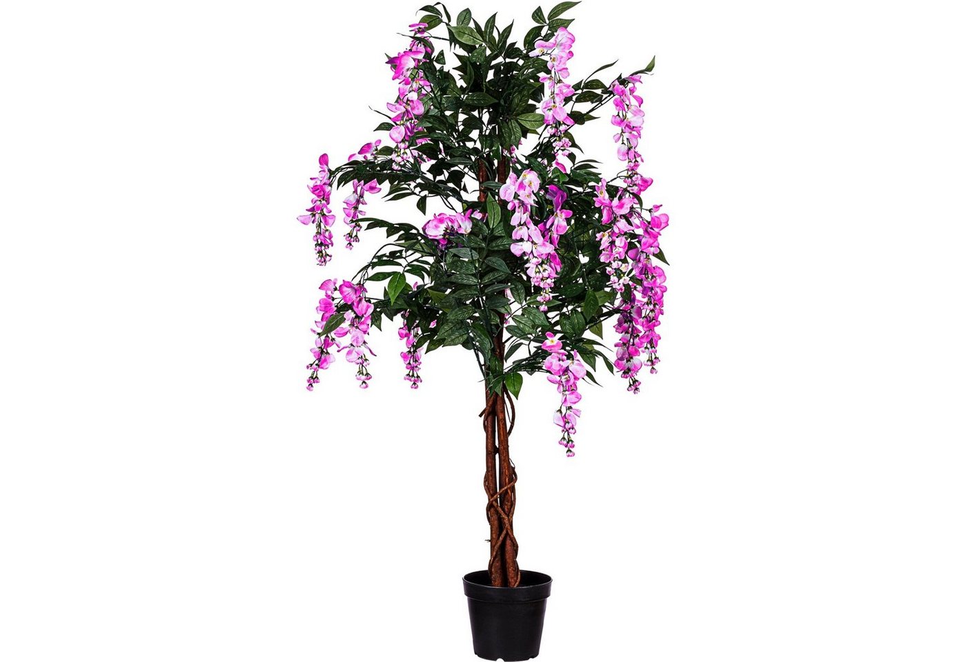 Kunstbaum Künstlicher Wisteria Baum Blauregen Kunstpflanze Wisteria, PLANTASIA, Höhe 120,00 cm, PLANTASIA, Höhe 120,00 cm, 756 Blätter, Echtholzstamm, Pinke Blüten von PLANTASIA