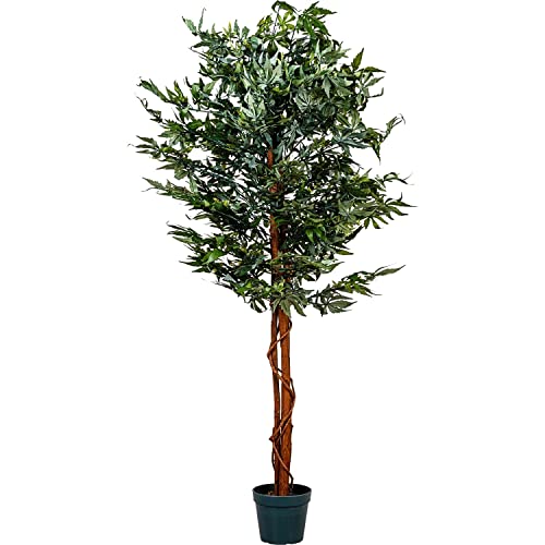 PLANTASIA Künstliche Zimmerpflanze 150 cm, Echtholzstamm, 600 Blätter, Kunstbaum Hanfbaum von PLANTASIA