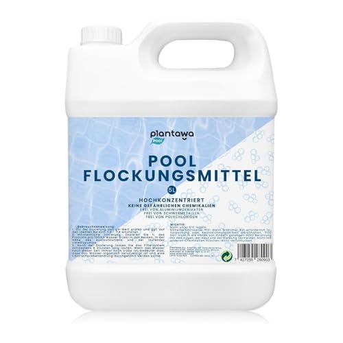 PLANTAWA Flockungsmittel Pool 5L | Flüssiges Flockungsmittel für kristallklares Wasser | Hochwirksam gegen Trübungen | Kompatibel mit Allen Pools | Ohne schädliche Zusätze von PLANTAWA