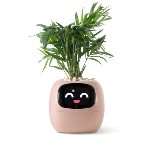 PlantsIO Smart Pet Pflanzgefäß Roboter Anleitung zur Pflanzenpflege mit Emojis, bezaubernder Pflanzenbegleiter mit reichhaltiger Gesteninteraktion, ordentliches Geschenk für den Schreibtisch (Rosa) von PLANTSIO