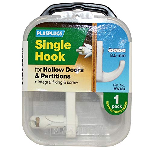 Plasplug HW124 White Single Hook (card 1) von PLASPLUGS