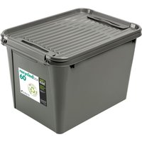 Plast1 - Aufbewahrungsbox Recycled Deckel 60L Grau Allzweck Rollenbox Spielzeugkiste von PLAST1