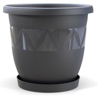Blumentopf 18 cm Durchmesser mit Untersetzer in Anthrazit von PLASTARD
