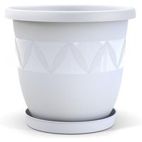 Blumentopf 21 cm Durchmesser mit Untersetzer in Weiss von PLASTARD