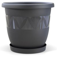 Plastard - Blumentopf 27 cm Durchmesser mit Untersetzer in Anthrazit von PLASTARD