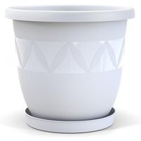 Plastard - Blumentopf Capri 35 cm Durchmesser mit Untersetzer in Weiss von PLASTARD