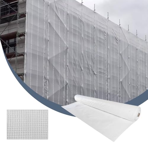 Gerüstplane mit Özen | schwer entflammbar (DIN4102 B1) | 2,70m x 5m | 200 g/m² Gitterfolie Gewächshausfolie Gartenfolie Schutzplane UV-Stabil von PLASTIC WORLD SOLUTIONS