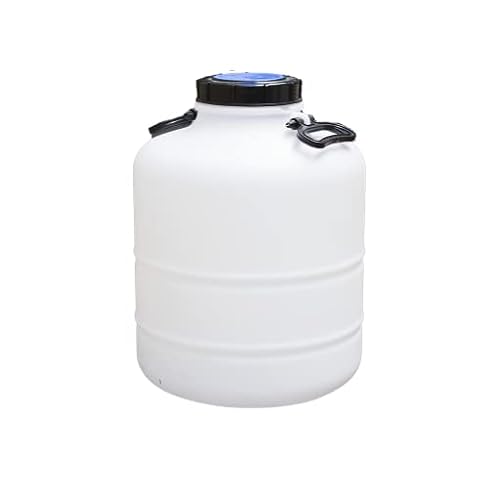 HELGUEFER - Kanister 30 Liter rund breit, Weiß, Polyethylen hoher Dichte (HDPE), Geeignet für Lebensmittel von HELGUEFER