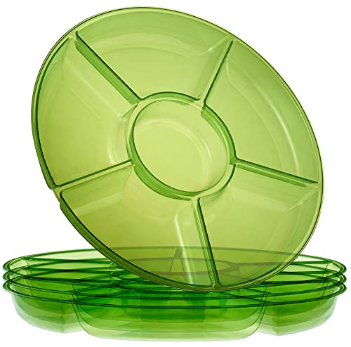 Plasticpro Serviertablett aus Kunststoff mit 6 Fächern, rund, 2 Stück, Grün von PLASTICPRO