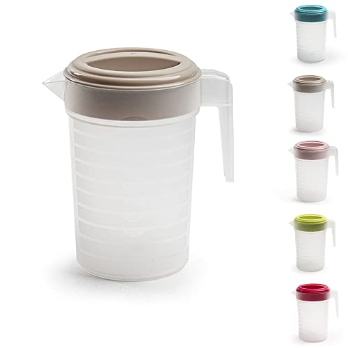 PLASTIFIC Krug in Lebensmittelqualität, perfekt für Saucen, mikrowellengeeignet, für die Küche, selbstgebrautes Essen, mikrowellengeeignet, mit taupefarbenem Deckel, 1 l PLASTIFIC Krug in Lebensmittelqualität, perfekt für Saucen, mikrowellengeeignet, für die Küche, selbstgebrautes Essen, mikrowellengeeignet, mit taupefarbenem Deckel, 1 l von PLASTIFIC