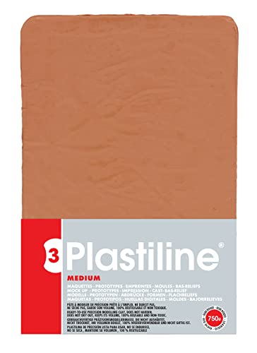 Jacques Herbin 7355T - Plastiline, 750g, Härte medium, ideal zum Modellieren, 100% wiederverwendbar, Ockerrot von PLASTILINE