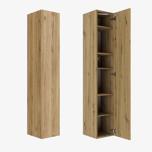 PLATAN ROOM Badezimmer Hängeschrank Wandschrank 105/ 160cm hoch Badhängeschrank mit Fronten in Hochglanz und Push-to-Open Funktion (Eiche Gold, 160 x 30 x 32) von PLATAN ROOM