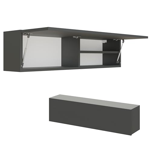 PLATAN ROOM Badschrank 60 cm 80 cm 120 cm Badezimmerschrank Hängeschrank Badezimmermöbel Klappbarer Schrank für Bad Wandschrank (Anthrazite, 120 x 30 x 25) von PLATAN ROOM