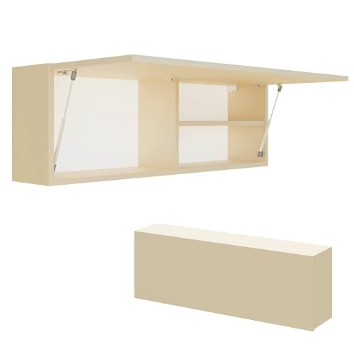 PLATAN ROOM Badschrank 60 cm 80 cm 120 cm Badezimmerschrank Hängeschrank Badezimmermöbel Klappbarer Schrank für Bad Wandschrank (Champagner, 120 x 40 x 25) von PLATAN ROOM